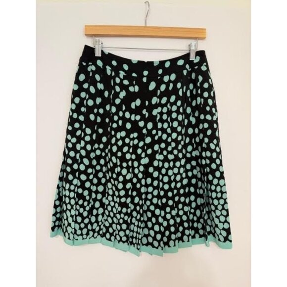 Calisle Dresses & Skirts - Carlisle Womens 100% Silk Pleated 90s Skirt Sz 6 Black Teal Polka Dot Preppy